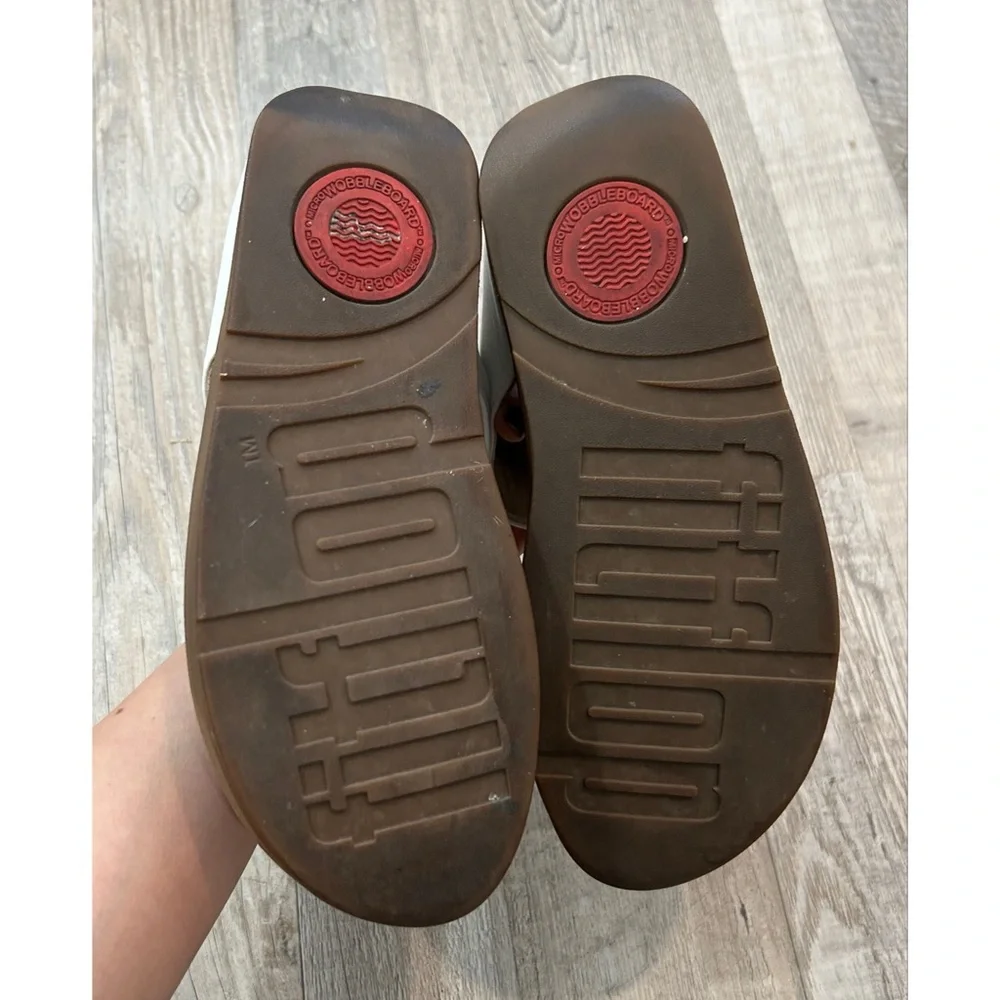 FitFlop Women's Halo Metallic Trim Toe Post Sandals Cream Size 7 Platform - Picture 5 of 7